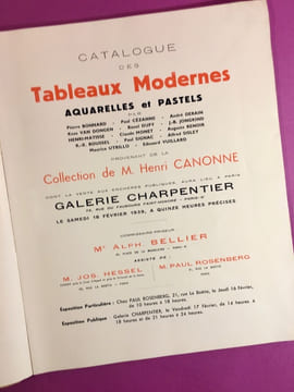 Collection Canonne, catalogue des tableaux modernes, aquarelles et pastels[vente du 18 février 1939]. [Catalogue de vente, impressionnisme]