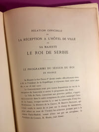 Relation officielle de la réception à l'Hôtel de Ville de sa Majesté le Roi de Serbie (17 novembre 1911).