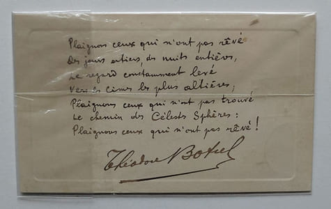 Carte autographe signée, à Madame Le Lièvre.