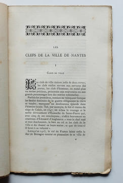 Les Clefs de la ville de Nantes depuis le XVe siècle.. LA NICOLLIÈRE-TEIJEIRO, Stéphane de.