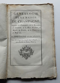 Généalogie de la Maison de Champagné, Seigneurs de Champagné, de la Montagne, de Chambellé, de la Motte-Ferchaut, de Moyré, de Folville, de la Pommeraye, de Mossé &c. en Bretagne et en Anjou.