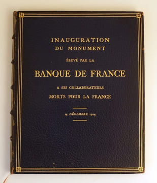 Inauguration du monument élevé par la Banque de France à ses collaborateurs morts pour la France.. ROBINEAU / NEUFLIZE / CLÉMENTEL / RICHEPIN.