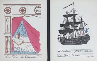 Cahier de Chansons de Jean-Louis Postollec et de Jean La Pipe, quartiers-maîtres à bord de la Scabreuse.