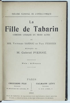 La fille de Tabarin. . SARDOU, Victorien / FERRIER, Paul.