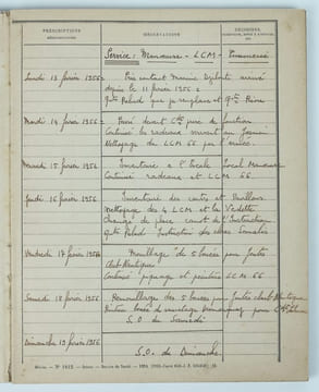 Cahier de travaux de service à l'unité marine de Djibouti.. (Manuscrit). BRANQUART, Jean.