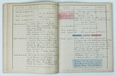 Cahier de travaux de service à l'unité marine de Djibouti.. (Manuscrit). BRANQUART, Jean.