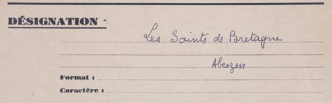 Les Saints de Bretagne.. (Tapuscrit original). [ABEOZEN].