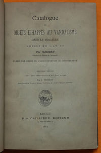 Catalogue des Objets échappés au Vandalisme dans le Finistère.