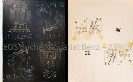Der gestiefelte Kater. 2 farb. Lithographien (beidseitig bedruckt).. Fischer, Hans (1909–1958):