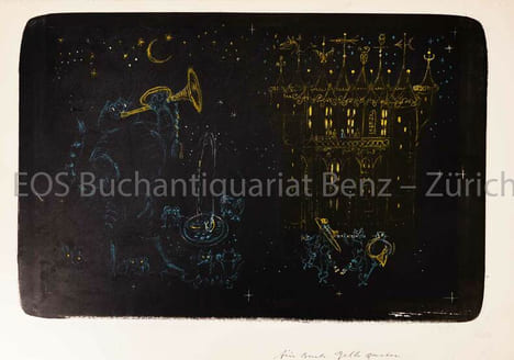 Der gestiefelte Kater. Dreifarbige Kreidelithographie.. Fischer, Hans (1909–1958):