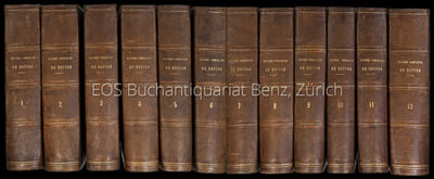 Oeuvres compleÌtes de Buffon. Avec la nomenclature Lineene et la classification de Cuvier Revue sur l'édition in - 4° de l'Imprimerie royale et annotees par M. Flourens ... Nouvelle édition illustrée de 150 planches gravees sur acier d'après les dessins de Mr. Travies et Henry Gobin et coloriées avec le plus grand soin.