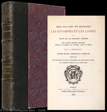 Essai sur l'art de restaurer les estampes et les livres. suivi d'un Exposé des divers systèmes de reproduction des anciennes estampes et des livres ...