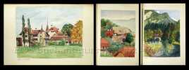 Sammlung von 60 Original-Aquarelle und 1 Farbstiftzeichnung (ca. 30 x 21 cm).. Laedrach, Walter: