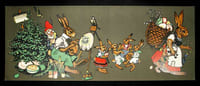 Ostern - Der Osterhase malt Eier im Walde. Die Osterhasen-Frau vertreilt die farbigen Eier.