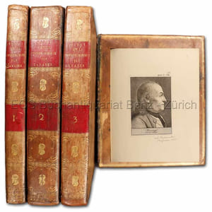 Essai sur la physiognomie, destiné A faire Connoìtre l'Homme & à le faire Aimer. Par Jean Gaspard Lavater, citoyen de Zurich et Ministre du St. Evangile. Première - quatrième Partie. (Motto:) Dieu créa l'Homme à son Image.