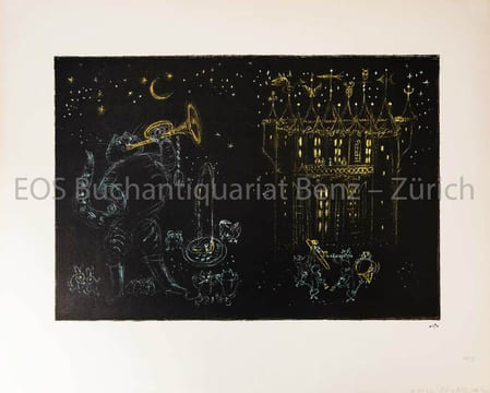 Der gestiefelte Kater. Dreifarbige Kreidelithographie auf Vélin Rive.. Fischer, Hans (1909–1958):