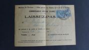 Laissez-passer commissariat spécial d'Annemasse Chemins de Fer 1929. 