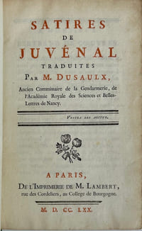 Satires de Juvenal, traduites ... par Jean Dusaulx.