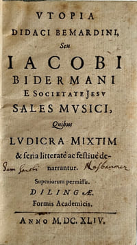 Utopia didaci Bemardini, ... sales musici, quibus ludicra mixtim & seria litteratè ac festivè denarrantur. [Hrsg. von Georg Stengel].
