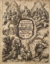 Relation Auss Parnasso, Erster, Zweyter und Dritter Theil, Das ist Allerhand lustige, anmuthige, so wol Politische, Historische als Moralische Discurs, darin nicht allein die heutige Welt mit lebendigen Farben abgemahlet ... sonder auch allen Privat-Personen vie schöne und nutzliche Lehren zu einem Tugendhaften Leben vorgestellet werden. Sampt Beygefügtem Politischen Probierstein, jetztund aber in das Teutsche ubersetzt [by Wilhelm Bidembach von Treuenfels alias 'Guilelmus Amnicola'].