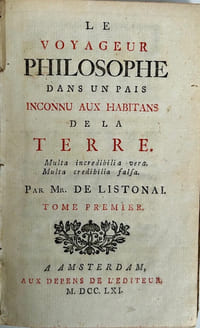 Le voyageur philosophe dans un pais inconnu aux habitants de la terre.