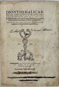 Antiquitatum sive originum Romanarum libri XI. A Lapo Birago Florentino latine versis, ac per Henricum Glareanum P.L. recogniti, ab innumerisque mendis repurgati, & illustrati Annotationibus. Adiuncta est per eundem Chronologia temporum in Dionysii historia comprehensorum.