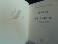 MANUEL DE BIBLIOPHILIE Tomes I & II