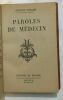 Paroles de médecin. Georges Duhamel