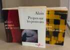3 titres differents / propos sur les pouvoirs + propos sur le bonheur + systeme des beaux-arts. Alain