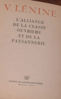 L'alliance de la classe ouvriére et de la paysannerie