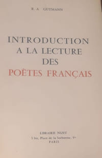Introduction à la lecture des poétes français