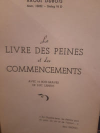 Le livres des peines et des commencements
