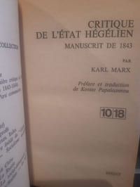 Critique de l'Etat hégélien