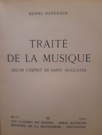 Traité de la musique selon l'esprit de Saint Augustin
