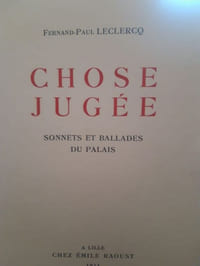 Chose jugée. Sonnets et ballades du Palas