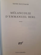 Mélancolie d'Emmanuel Berl par Raczymow, Henri. - Image 2