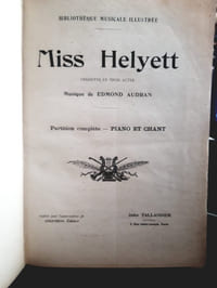 Miss Helyett. Opérette en trois actes. 