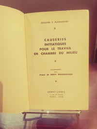 Causeries initiatiques pour le travail en chambre du milieu
