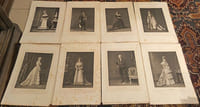 Exceptionnel ensemble de 27 portraits des sociétaires et pensionnaires les plus illustres de la Comédie-Française à la fin du XIXe siècle. Chaque planche témoigne de la virtuosité technique des ateliers Goupil, offrant un piqué et un modelé comparables à la photographie originale.Liste des portraits (27) :Les Étoiles : Mounet-Sully, Jeanne Samary, Coquelin, Coquelin Cadet, Sarah Bernhardt (si présente dans les Brohan), Reichemberg.Les Piliers : Got, Delaunay, Samson, Bressant, Regnier, Talbot.La Dynastie Brohan : Augustine, Madeleine et Émilie Broisat.Mais aussi : Blanche Berretta, Laroche, Thiron, Dinah Felix, Marie Favart, Jouassain, Mauban, Émile Riquer, Febvre, Provost-Ponsin, Croizette, Barré.Qualité de l'ensemble :Gravures : États superbes, les parties gravées sont intactes, sans griffures ni frottements.Supports : Papier d'origine présentant des rousseurs éparses, quelques manques en marge et des traces d'humidité localisées sur certaines planches (sans atteinte au sujet).Potentiel : Idéal pour un encadrement de prestige.