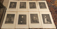 Exceptionnel ensemble de 27 portraits des sociétaires et pensionnaires les plus illustres de la Comédie-Française à la fin du XIXe siècle. Chaque planche témoigne de la virtuosité technique des ateliers Goupil, offrant un piqué et un modelé comparables à la photographie originale.Liste des portraits (27) :Les Étoiles : Mounet-Sully, Jeanne Samary, Coquelin, Coquelin Cadet, Sarah Bernhardt (si présente dans les Brohan), Reichemberg.Les Piliers : Got, Delaunay, Samson, Bressant, Regnier, Talbot.La Dynastie Brohan : Augustine, Madeleine et Émilie Broisat.Mais aussi : Blanche Berretta, Laroche, Thiron, Dinah Felix, Marie Favart, Jouassain, Mauban, Émile Riquer, Febvre, Provost-Ponsin, Croizette, Barré.Qualité de l'ensemble :Gravures : États superbes, les parties gravées sont intactes, sans griffures ni frottements.Supports : Papier d'origine présentant des rousseurs éparses, quelques manques en marge et des traces d'humidité localisées sur certaines planches (sans atteinte au sujet).Potentiel : Idéal pour un encadrement de prestige.