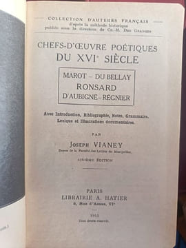 Ensemble de 6 volumes d'auteurs & anthologies classiques (Vigny, Musset, Poètes du XVIe, Chateaubriand, Molière, Corneille):LABASTE (H.) & NICOLE (J.) ...