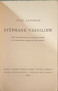 Stéphane Vassiliew. Jules Laforgue
