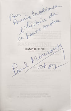 Raspoutine exemplaire dédicacé par l'auteur. Paul Mourousy
