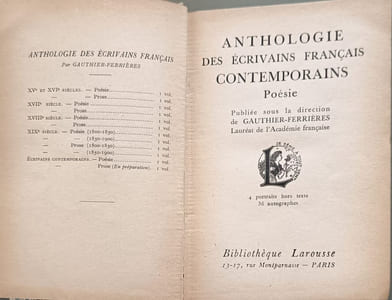 Anthologie des écrivains français contemporains. Poésie