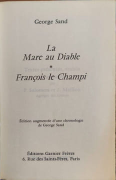 La Mare au diable. François le champi. George Sand