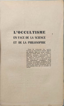 L'occultisme en face de la science et de la philosophie. Antoine Luzy