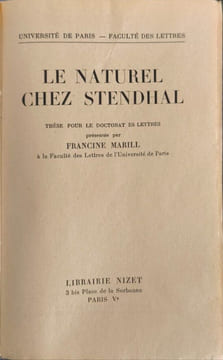 Le naturel chez Stendhal. Francine Marill