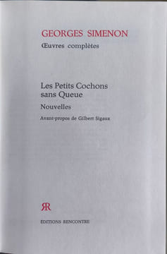 Les petits cochons sans queue. Georges Simenon