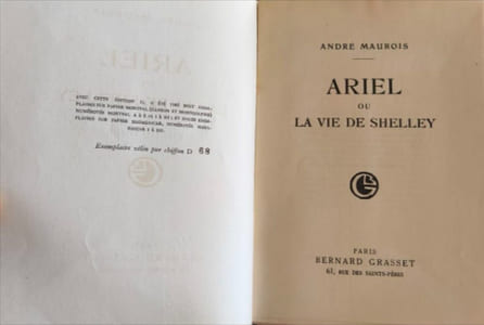 Ariel ou la vie de Shelley - numéroté