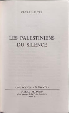 Les Palestiniens du silence. Clara Halter